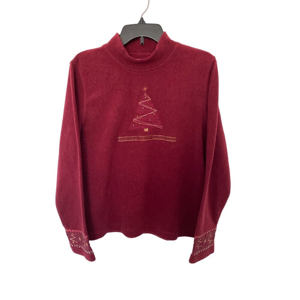 Y2K CHRISTOPHER & BANKS WOMEN'S HAND EMBROIDERED CHRISTMAS SWEATER SZ S